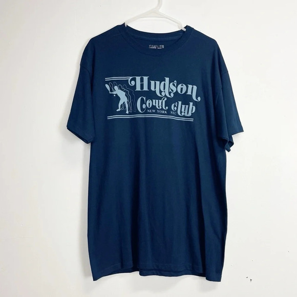 Simpler Daze Shirt Mens Large Navy Blue Tee Short Sleeve Hudson Court Club - Picture 1 of 8